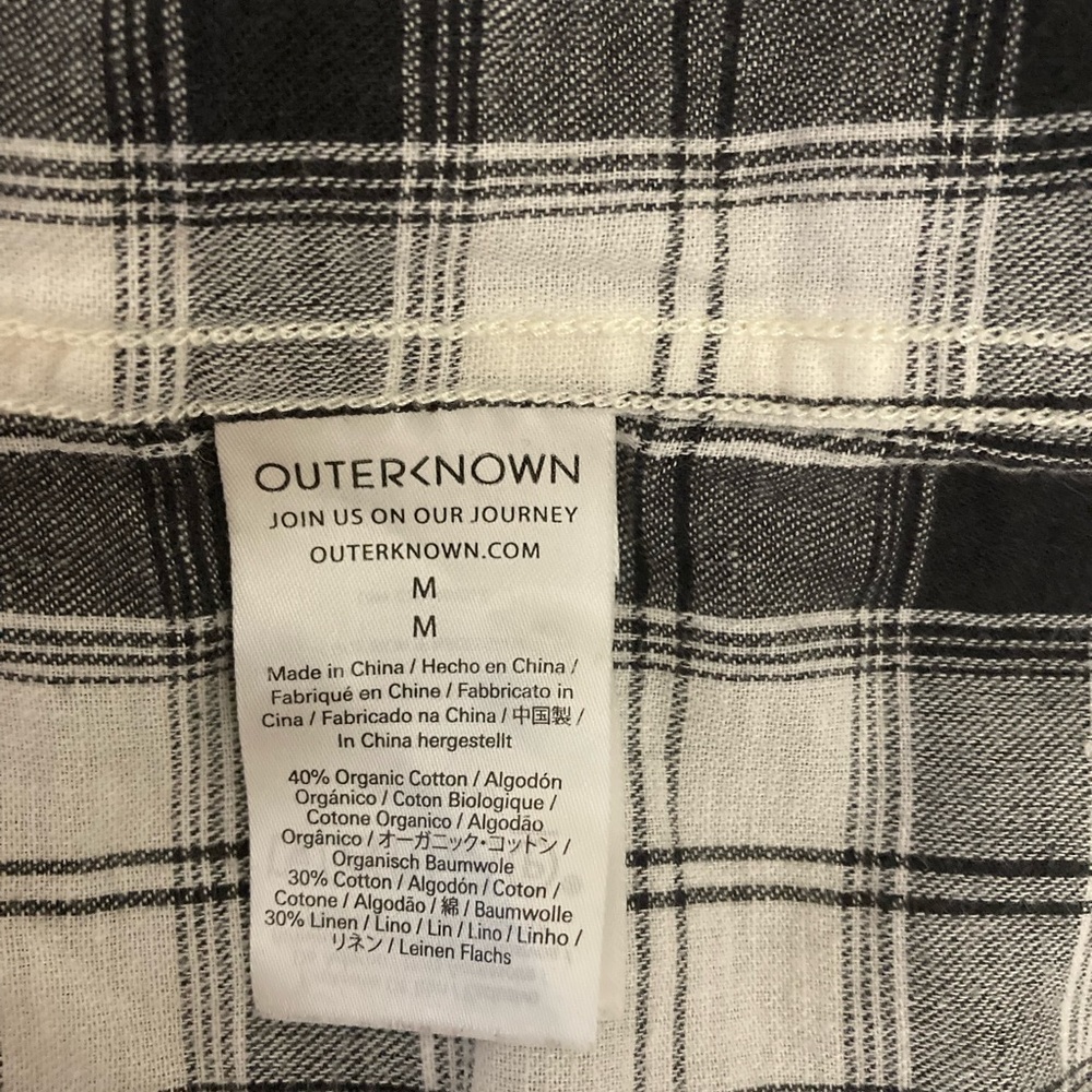 Outerknown Men’s Highline L/S Shirt in Black and White Plaid - Picture 8 of 8